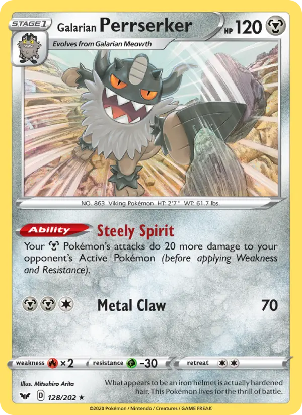 Galarian Perrserker — Sword & Shield card #128