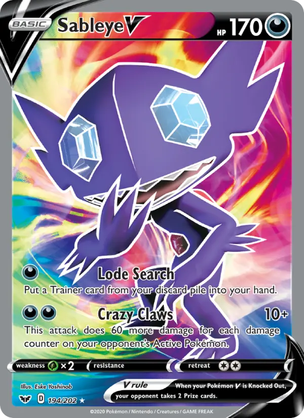 Sableye V — Sword & Shield card #194