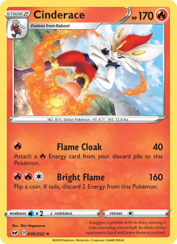 Cinderace — Sword & Shield card #36