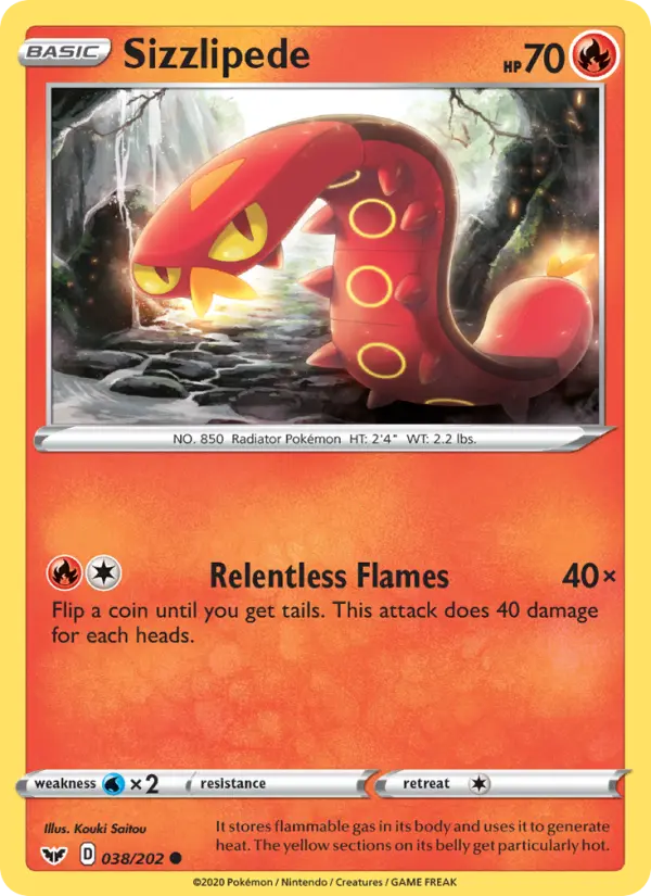 Sizzlipede — Sword & Shield card #38