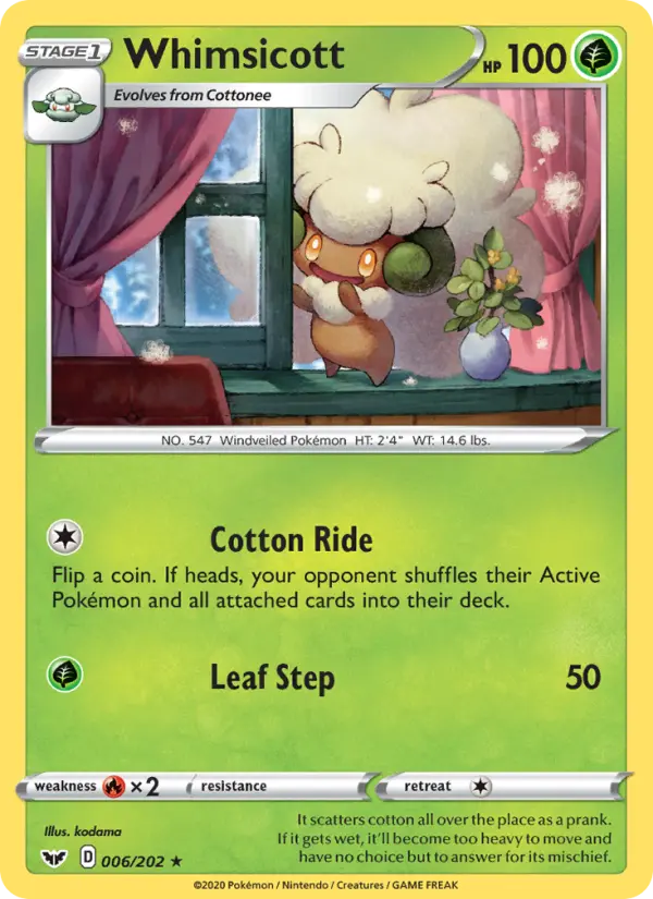 Whimsicott — Sword & Shield card #6
