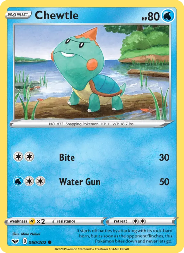 Chewtle — Sword & Shield card #60