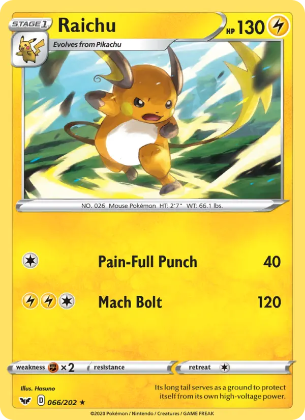 Raichu — Sword & Shield card #66