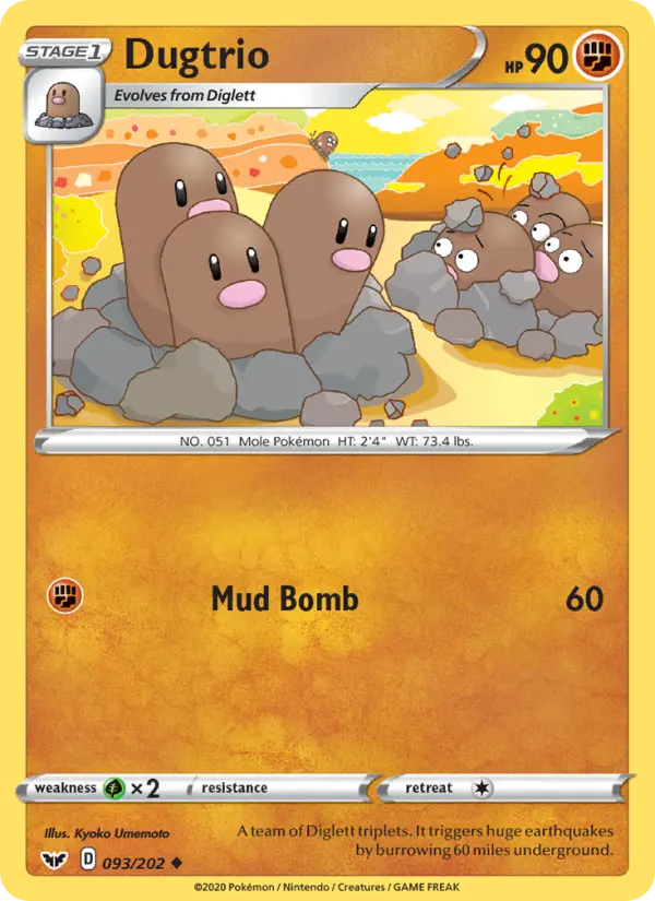Dugtrio — Sword & Shield card #93