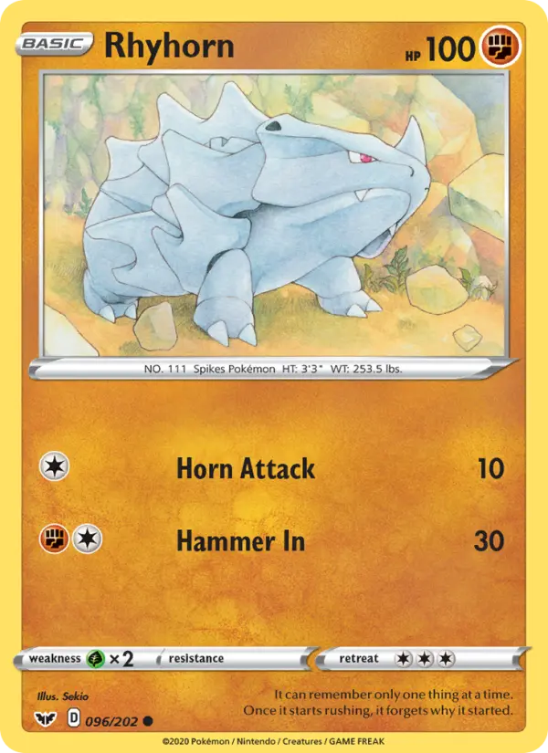Rhyhorn — Sword & Shield card #96