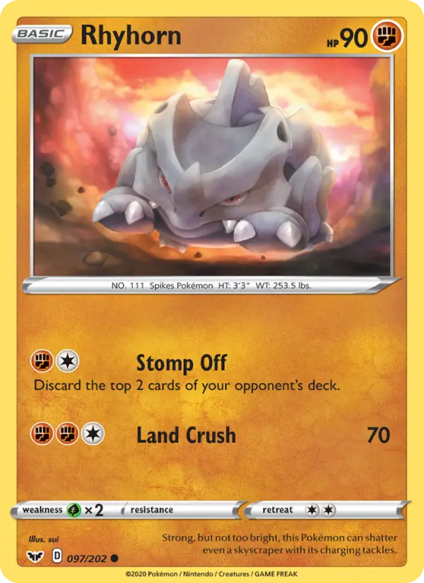 Rhyhorn — Sword & Shield card #97
