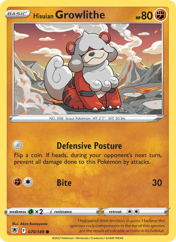 Hisuian Growlithe — Astral Radiance card #070