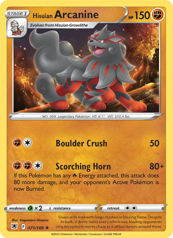 Hisuian Arcanine — Astral Radiance card #071
