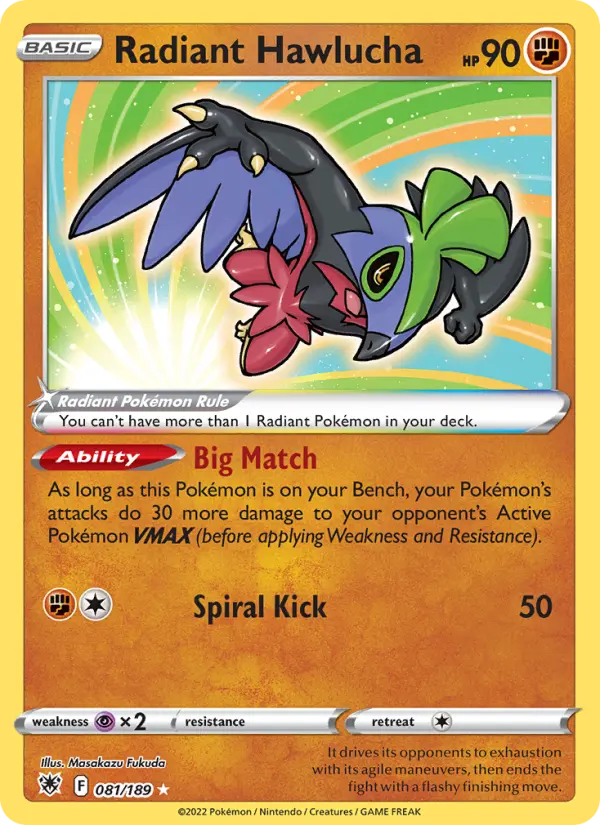 Radiant Hawlucha — Astral Radiance card #081