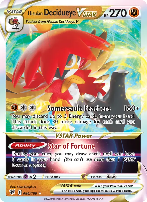 Hisuian Decidueye VSTAR — Astral Radiance card #084