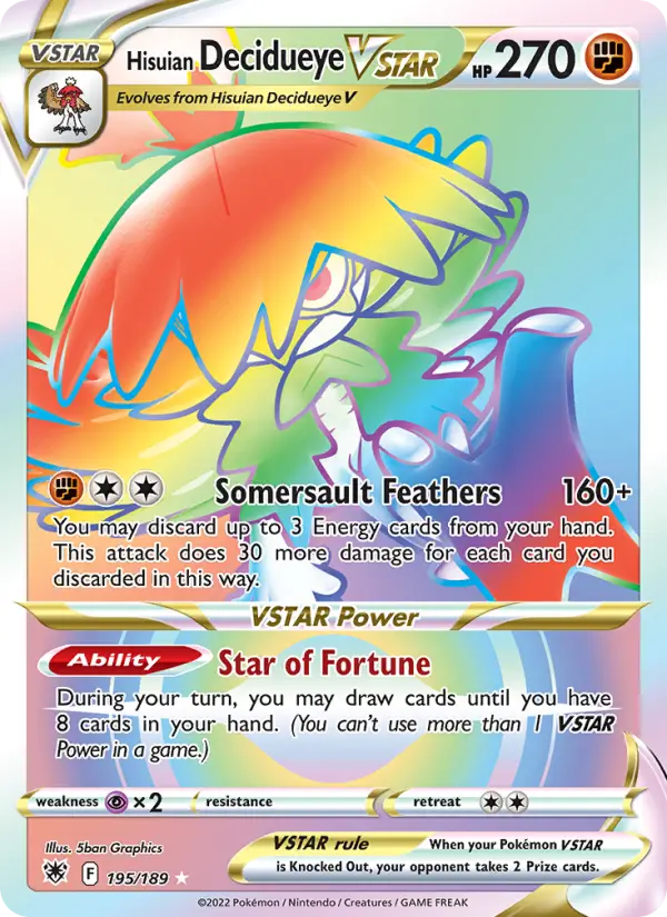 Hisuian Decidueye VSTAR — Astral Radiance card #195