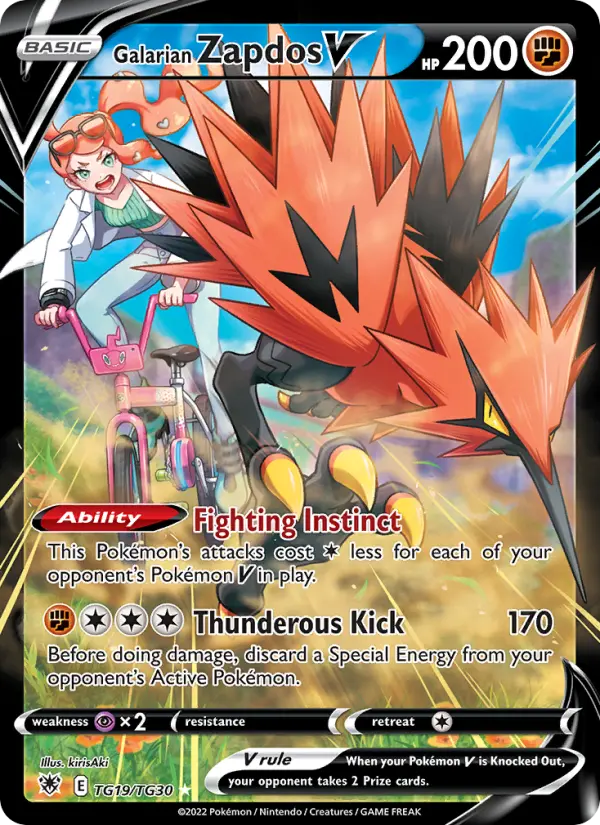 Galarian Zapdos V — Astral Radiance card #TG19