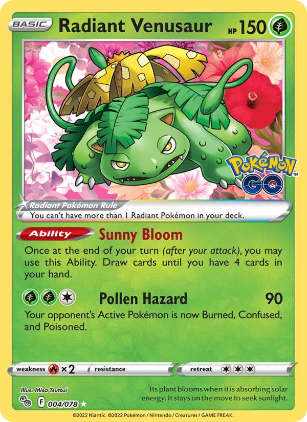Radiant Venusaur — Pokémon GO card #004