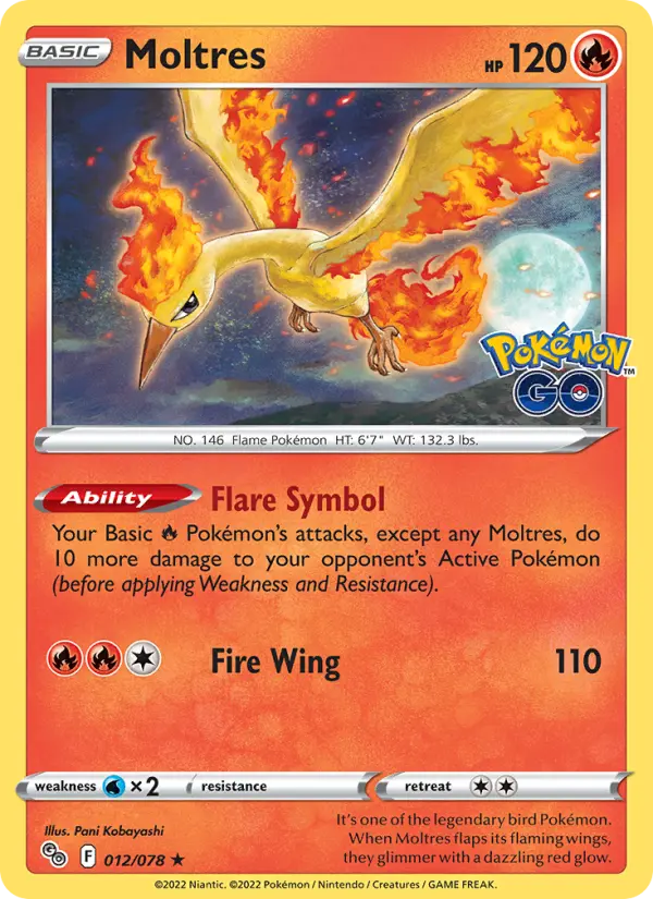 Moltres — Pokémon GO card #012