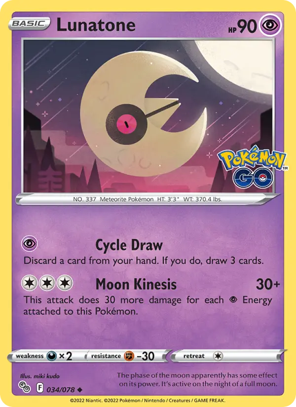 Lunatone — Pokémon GO card #034