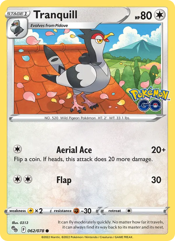 Tranquill — Pokémon GO card #062