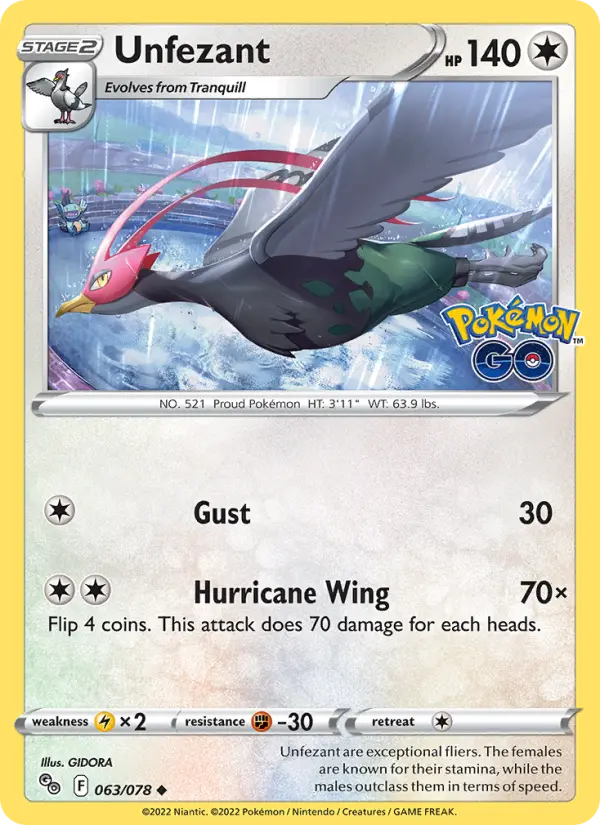 Unfezant — Pokémon GO card #063
