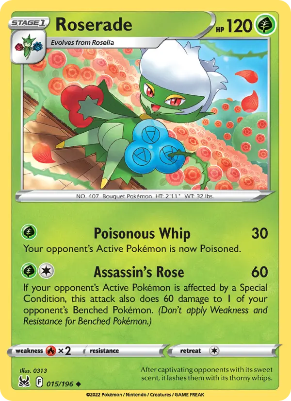 Roserade — Lost Origin card #015