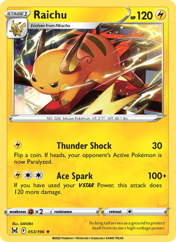 Raichu — Lost Origin card #053