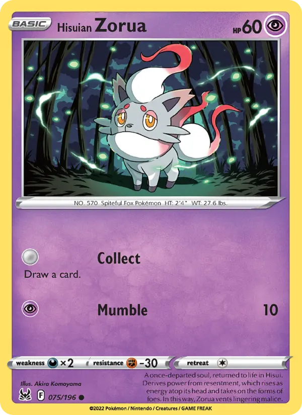 Hisuian Zorua — Lost Origin card #075