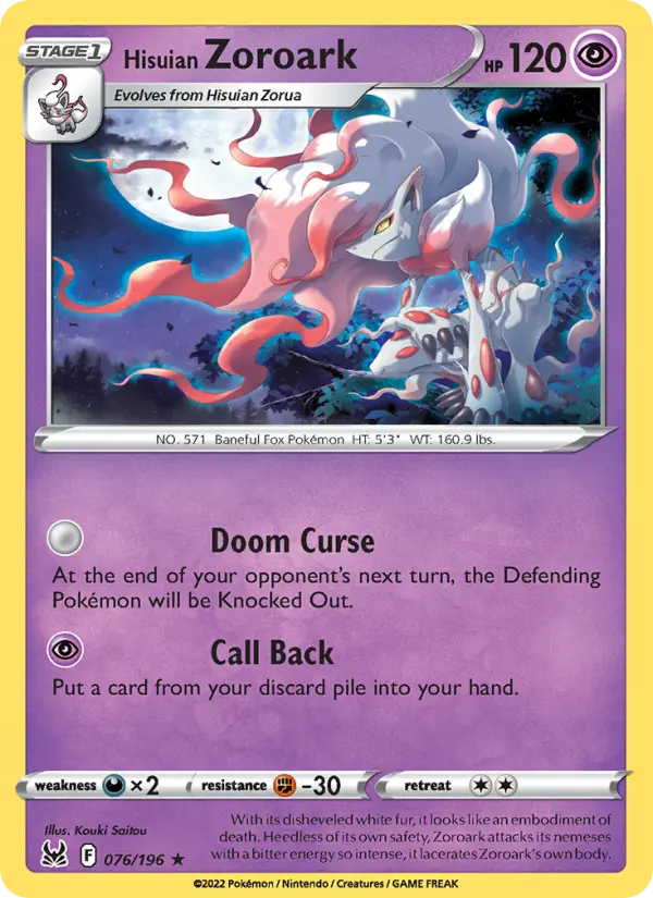 Hisuian Zoroark — Lost Origin card #076