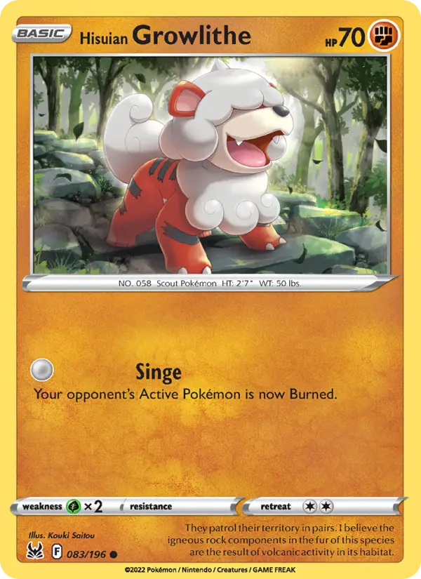 Hisuian Growlithe — Lost Origin card #083