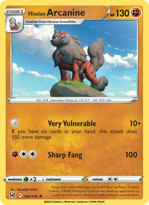 Hisuian Arcanine — Lost Origin card #084