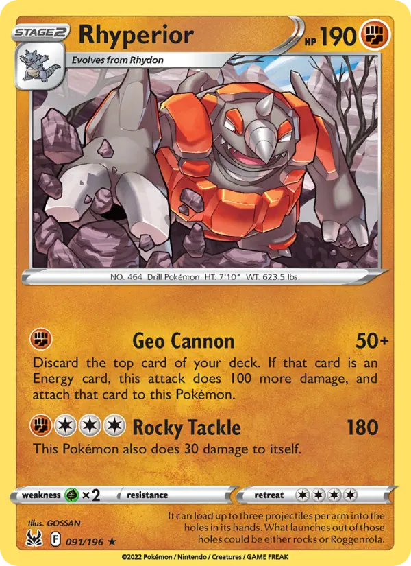 Rhyperior — Lost Origin card #091