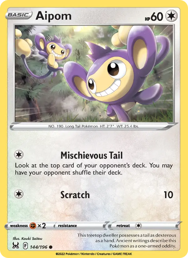 Aipom — Lost Origin card #144