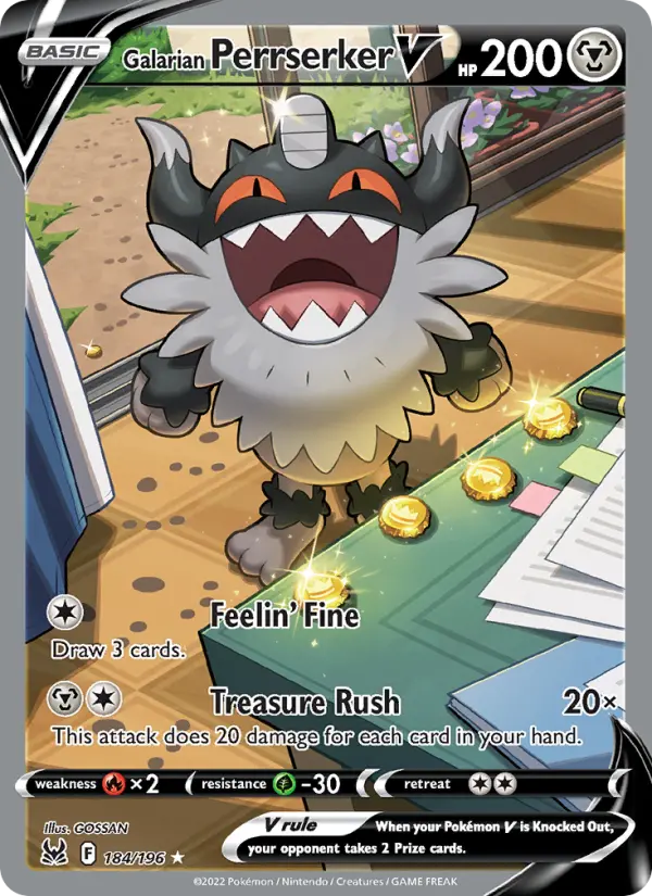 Galarian Perrserker V — Lost Origin card #184