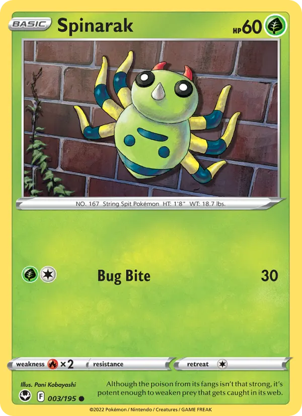 Spinarak — Silver Tempest card #003