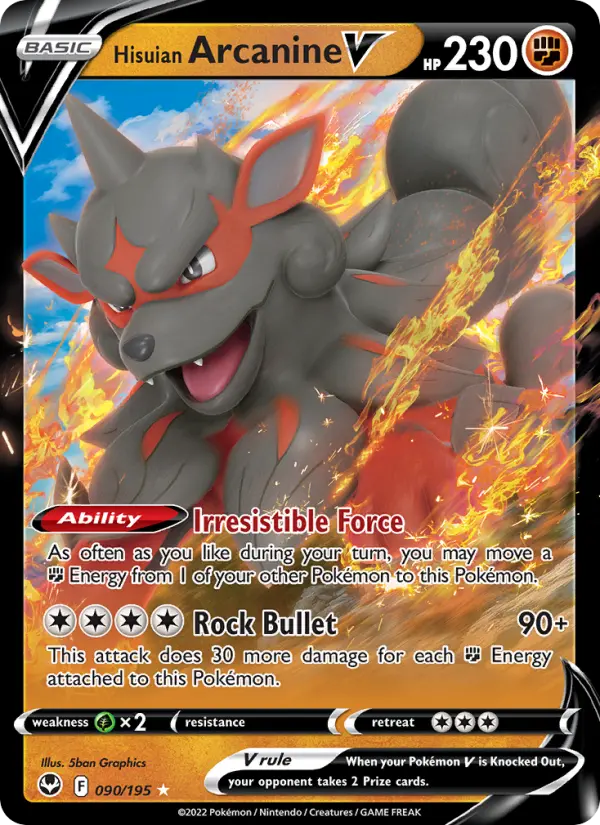 Hisuian Arcanine V — Silver Tempest card #090