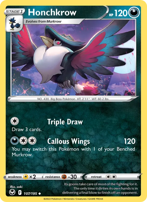 Honchkrow — Silver Tempest card #107