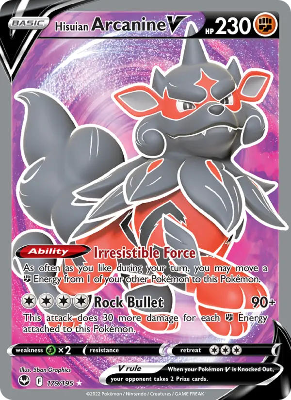 Hisuian Arcanine V — Silver Tempest card #179