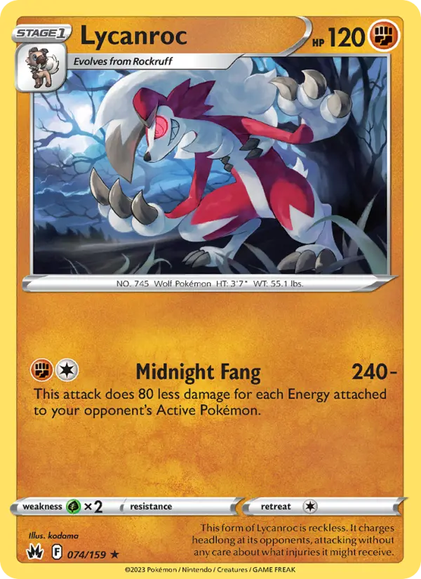 Lycanroc — Crown Zenith card #074