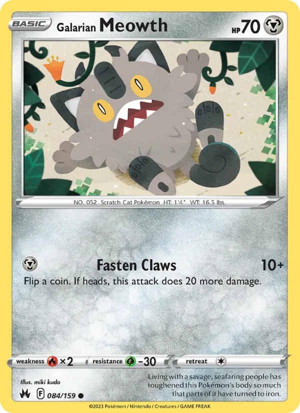 Galarian Meowth — Crown Zenith card #084