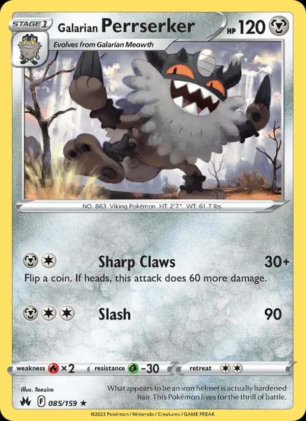 Galarian Perrserker — Crown Zenith card #085