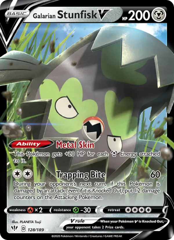 Galarian Stunfisk V — Darkness Ablaze card #128