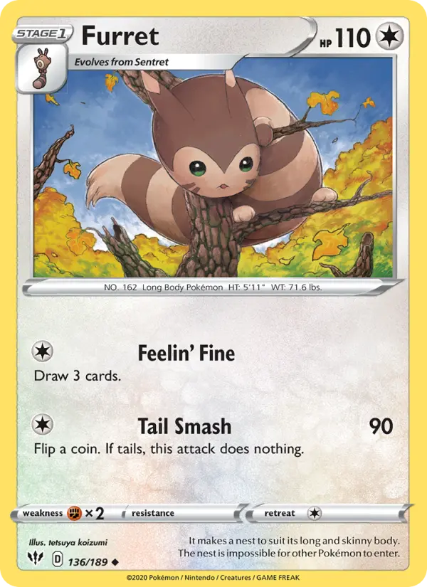 Furret — Darkness Ablaze card #136