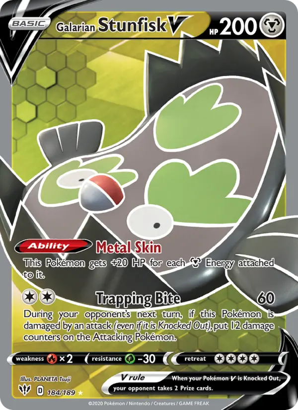Galarian Stunfisk V — Darkness Ablaze card #184