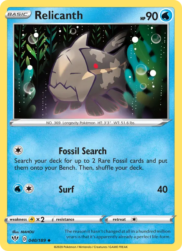 Relicanth — Darkness Ablaze card #40