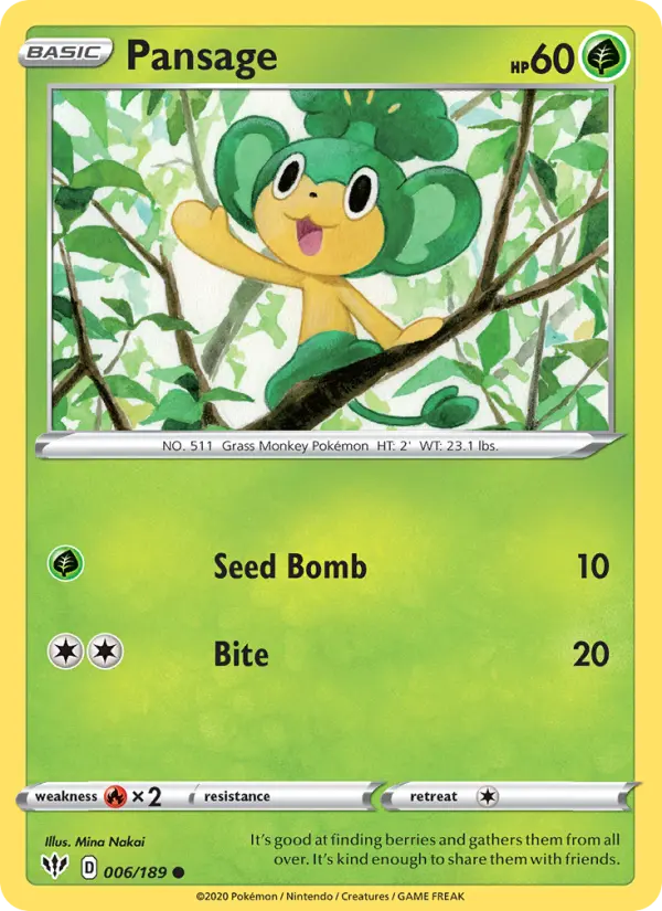 Pansage — Darkness Ablaze card #6