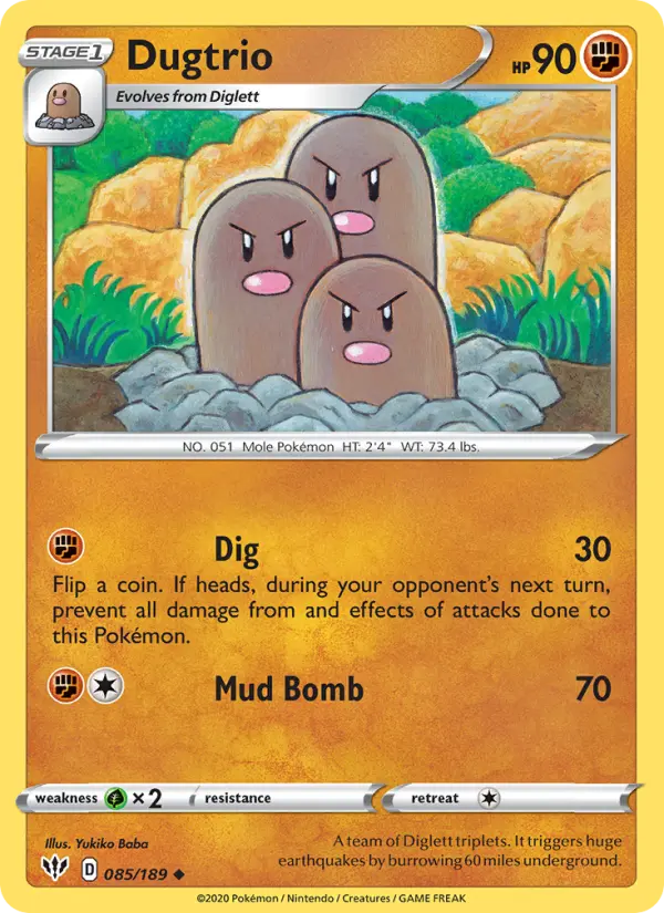 Dugtrio — Darkness Ablaze card #85