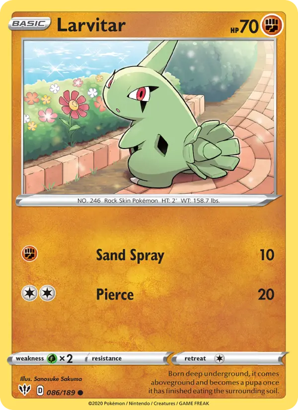 Larvitar — Darkness Ablaze card #86