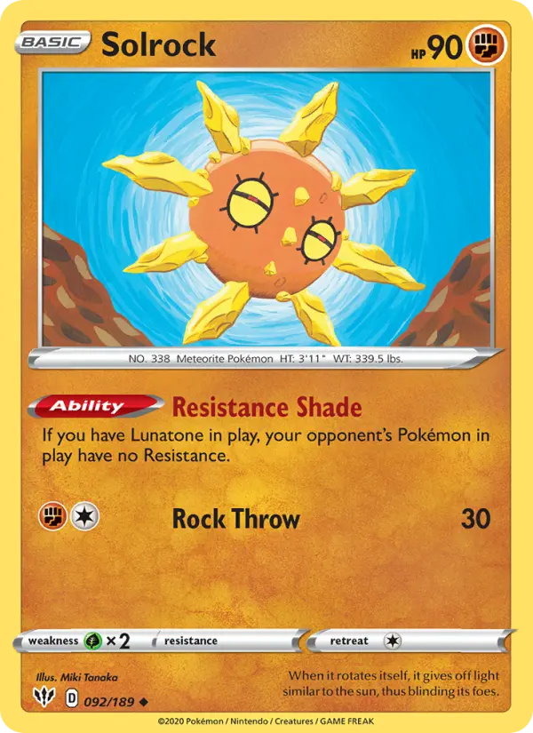 Solrock — Darkness Ablaze card #92