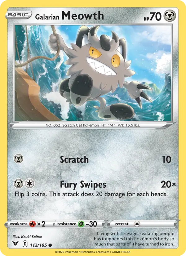 Galarian Meowth — Vivid Voltage card #112