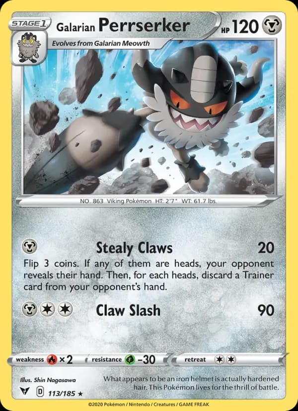 Galarian Perrserker — Vivid Voltage card #113