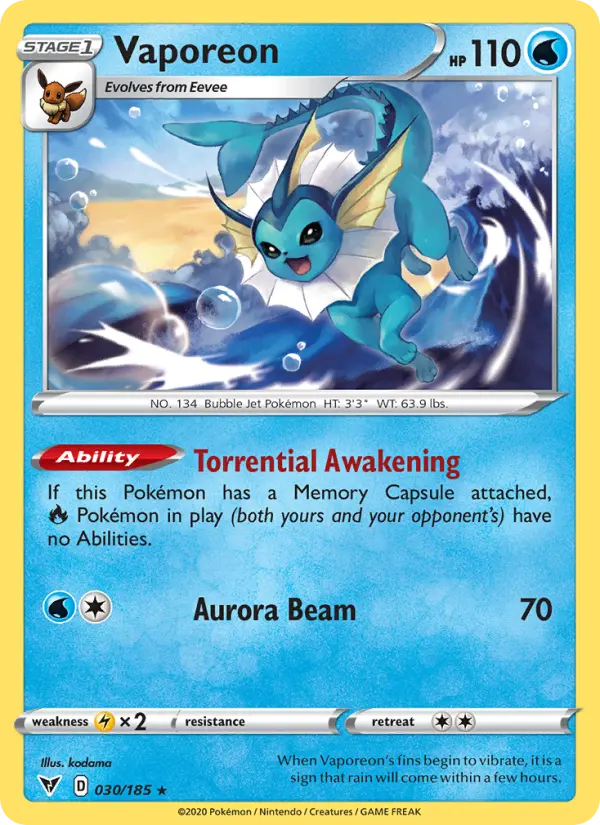 Vaporeon — Vivid Voltage card #30