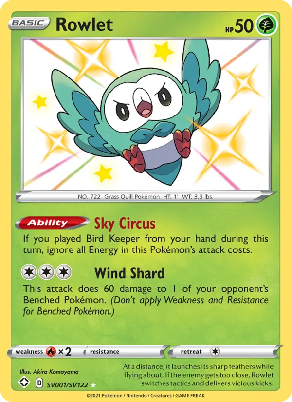 Rowlet — Shining Fates card #SV001