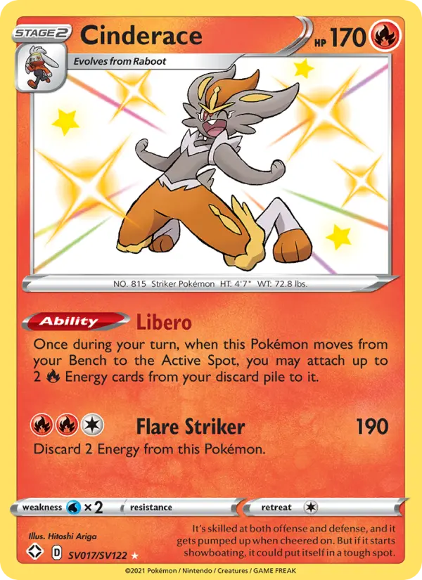 Cinderace — Shining Fates card #SV017